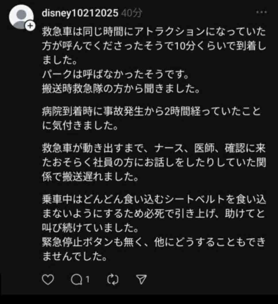 東京ディズニーランド「美女と野獣」で子どもが救急搬送　「安全ベルトが首にかかり苦しんでいる」と通報