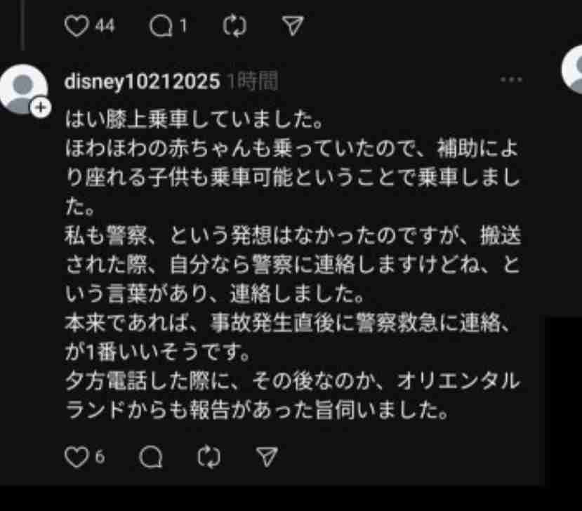 東京ディズニーランド「美女と野獣」で子どもが救急搬送 「安全ベルトが首にかかり苦しんでいる」と通報