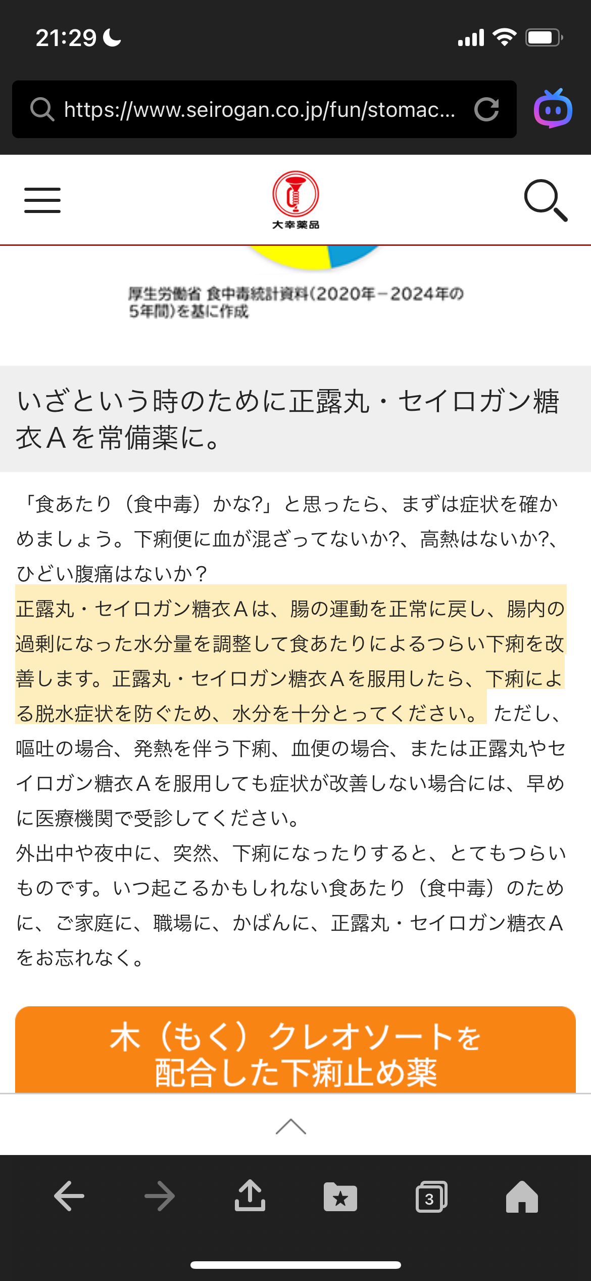 食あたりが辛い