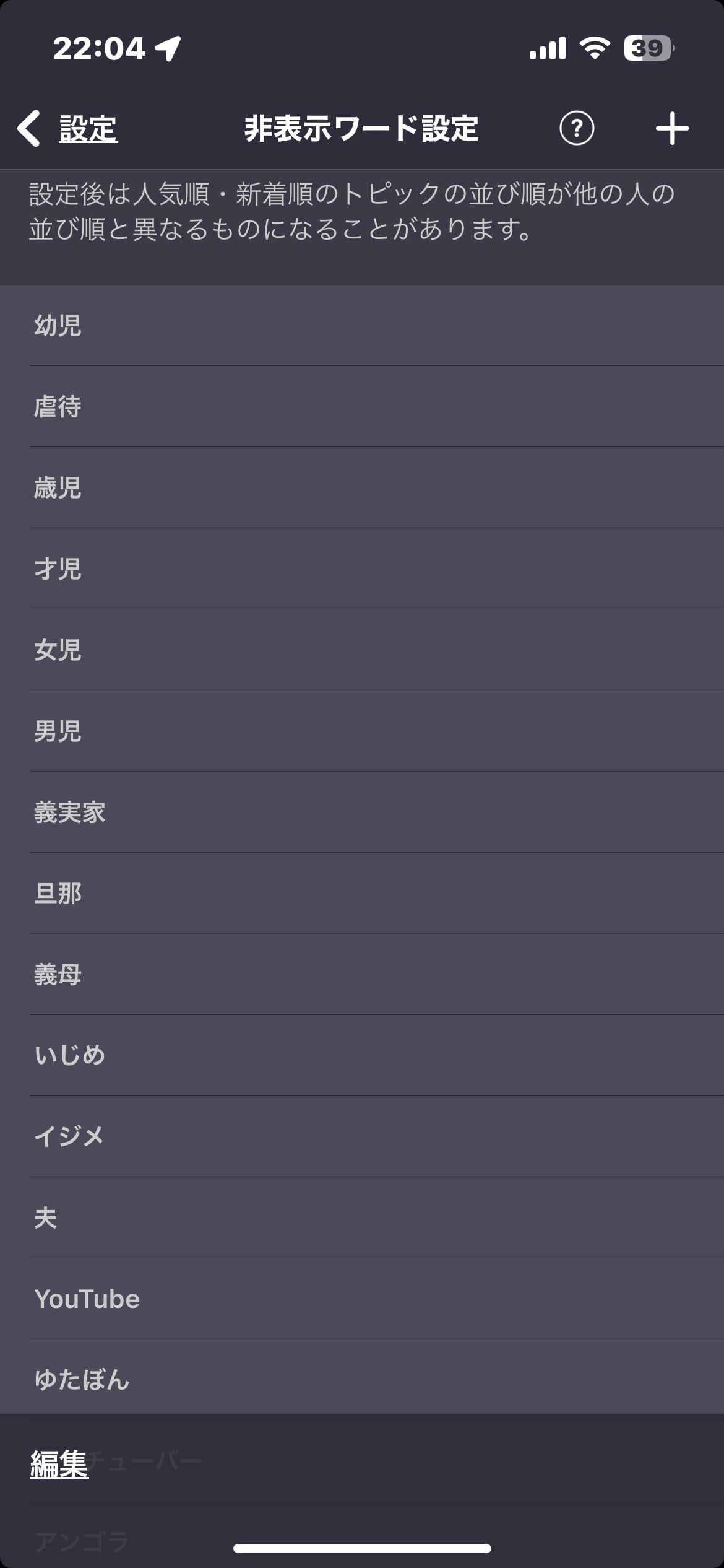 みんなの非表示ワードは?