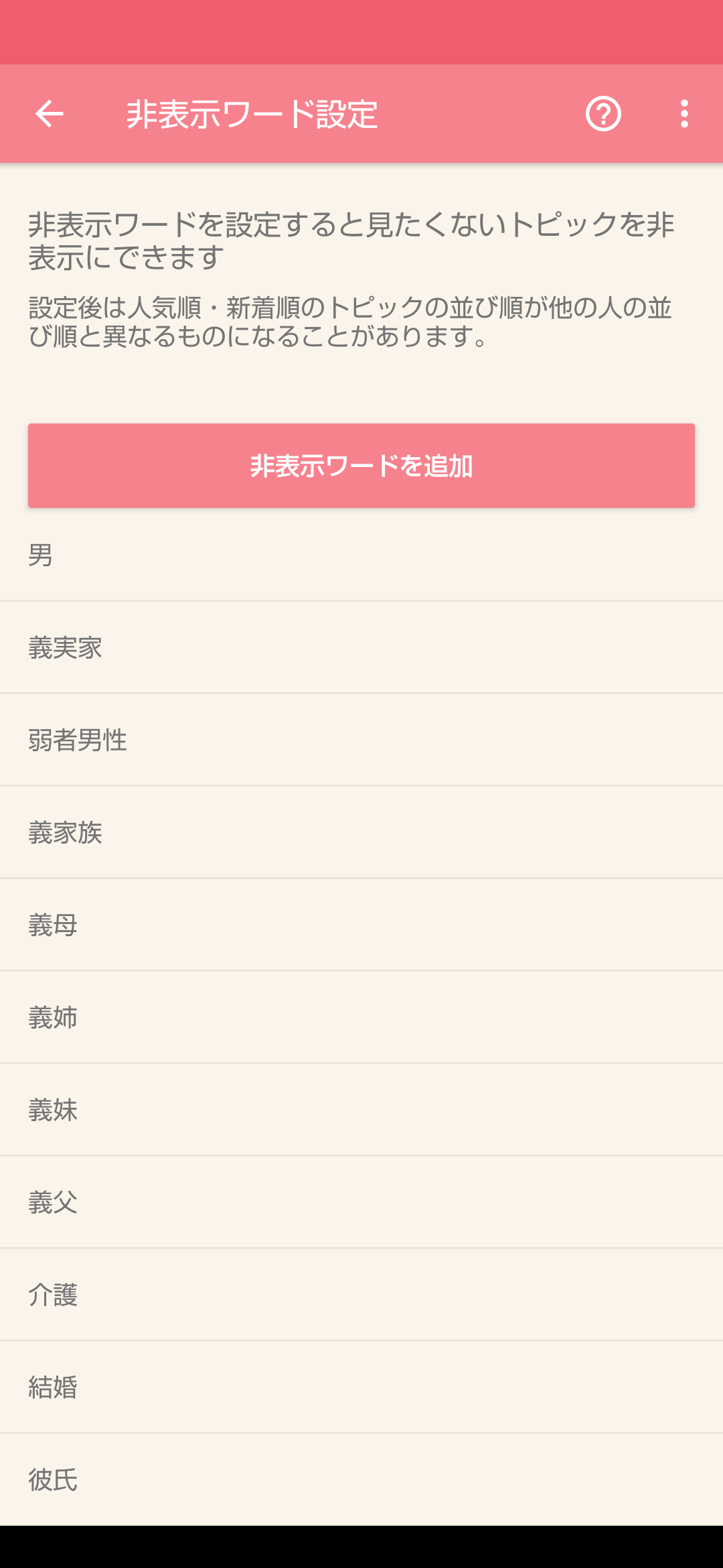 みんなの非表示ワードは?