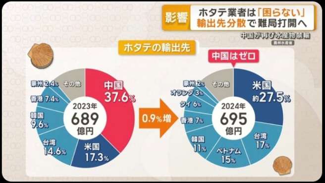中国禁輸 ホタテ業者「困らない」