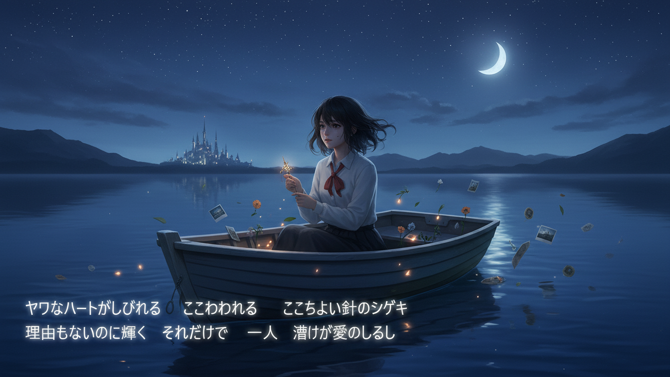 生成AIで、ある曲の歌詞を1枚のイメージ画像にしてもらうトピ