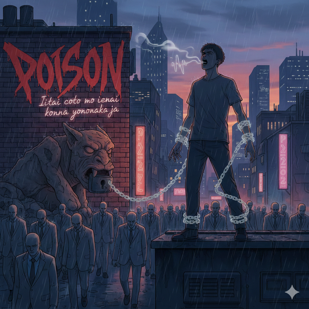 生成AIで、ある曲の歌詞を1枚のイメージ画像にしてもらうトピ