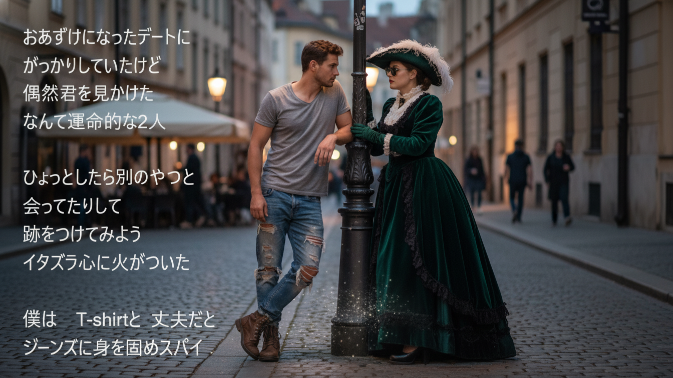 生成AIで、ある曲の歌詞を1枚のイメージ画像にしてもらうトピ