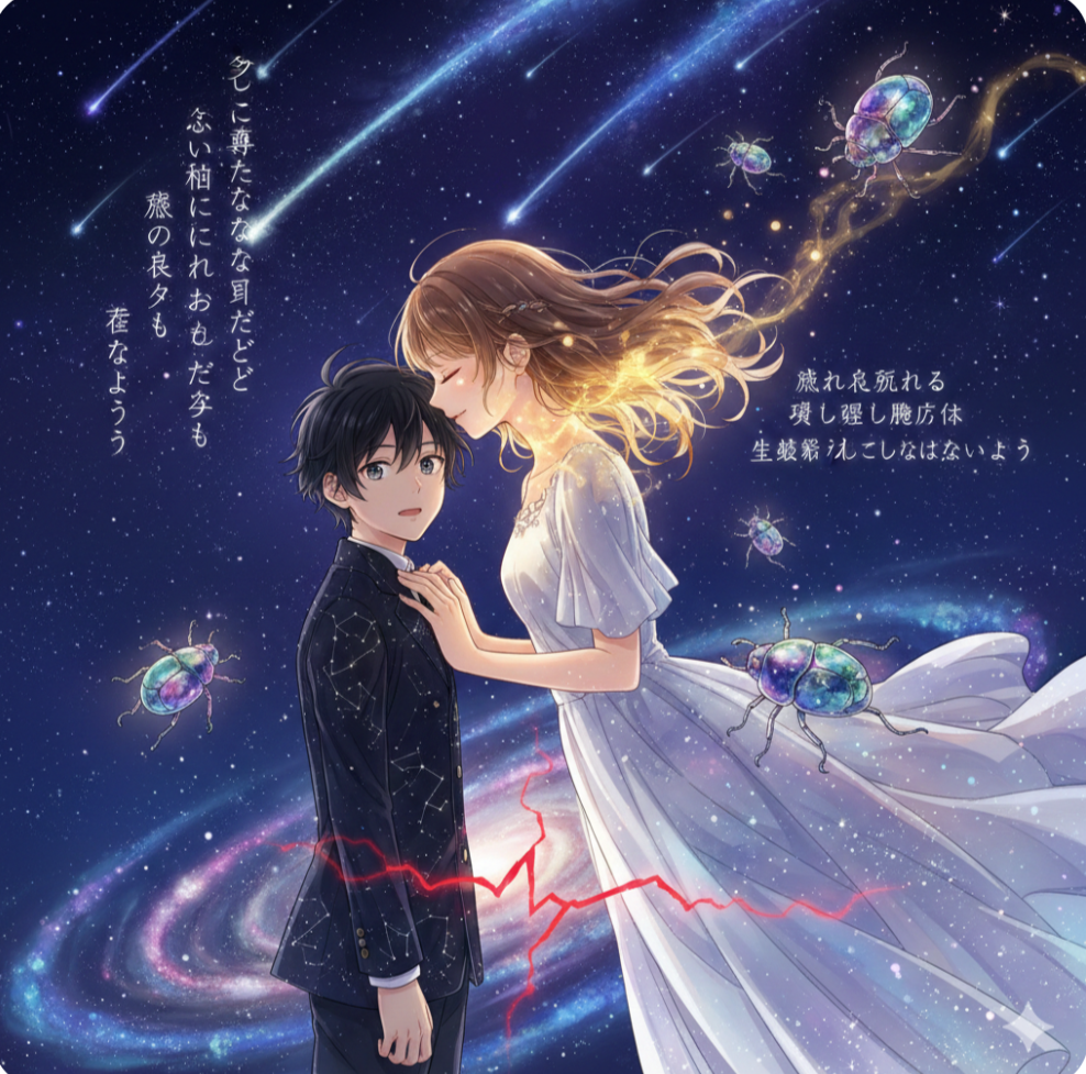 生成AIで、ある曲の歌詞を1枚のイメージ画像にしてもらうトピ