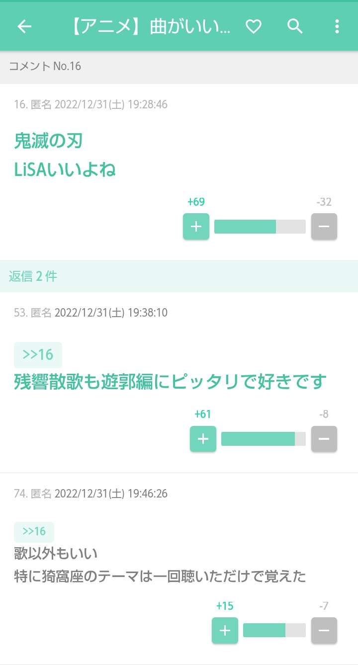 名曲が多いアニメ