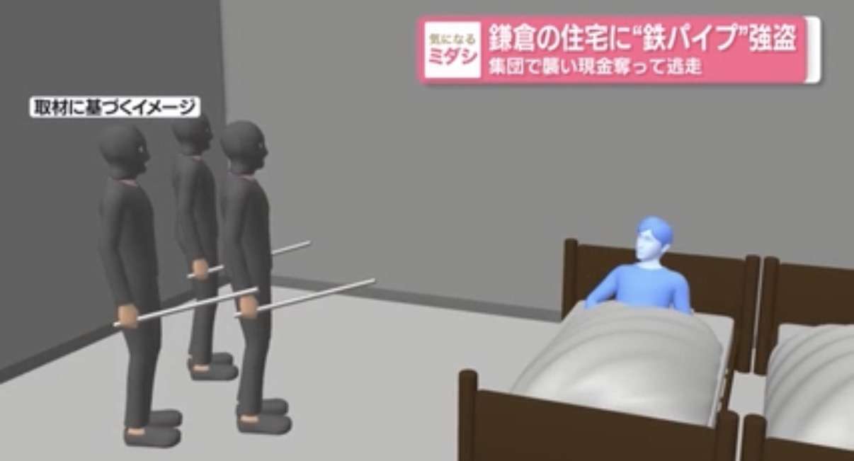 「寝ていたら鉄パイプで殴られた」　鎌倉の住宅で強盗、複数の男らが逃走　男性が軽傷、現金40万円など奪われる