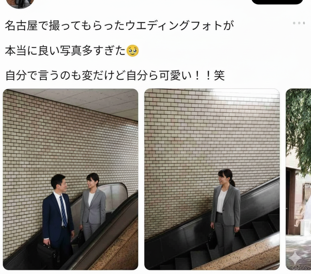 名古屋の地下鉄駅構内で“堂々キス”のウエディングフォトが通行の邪魔だと炎上、市交通局は「望ましくない」と回答