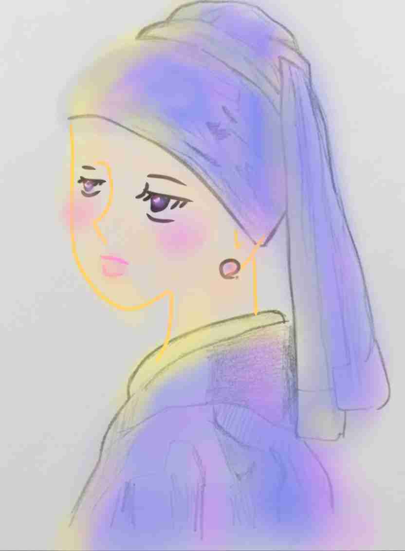 「真珠の耳飾りの少女」を何も見ないで描いてみるトピ