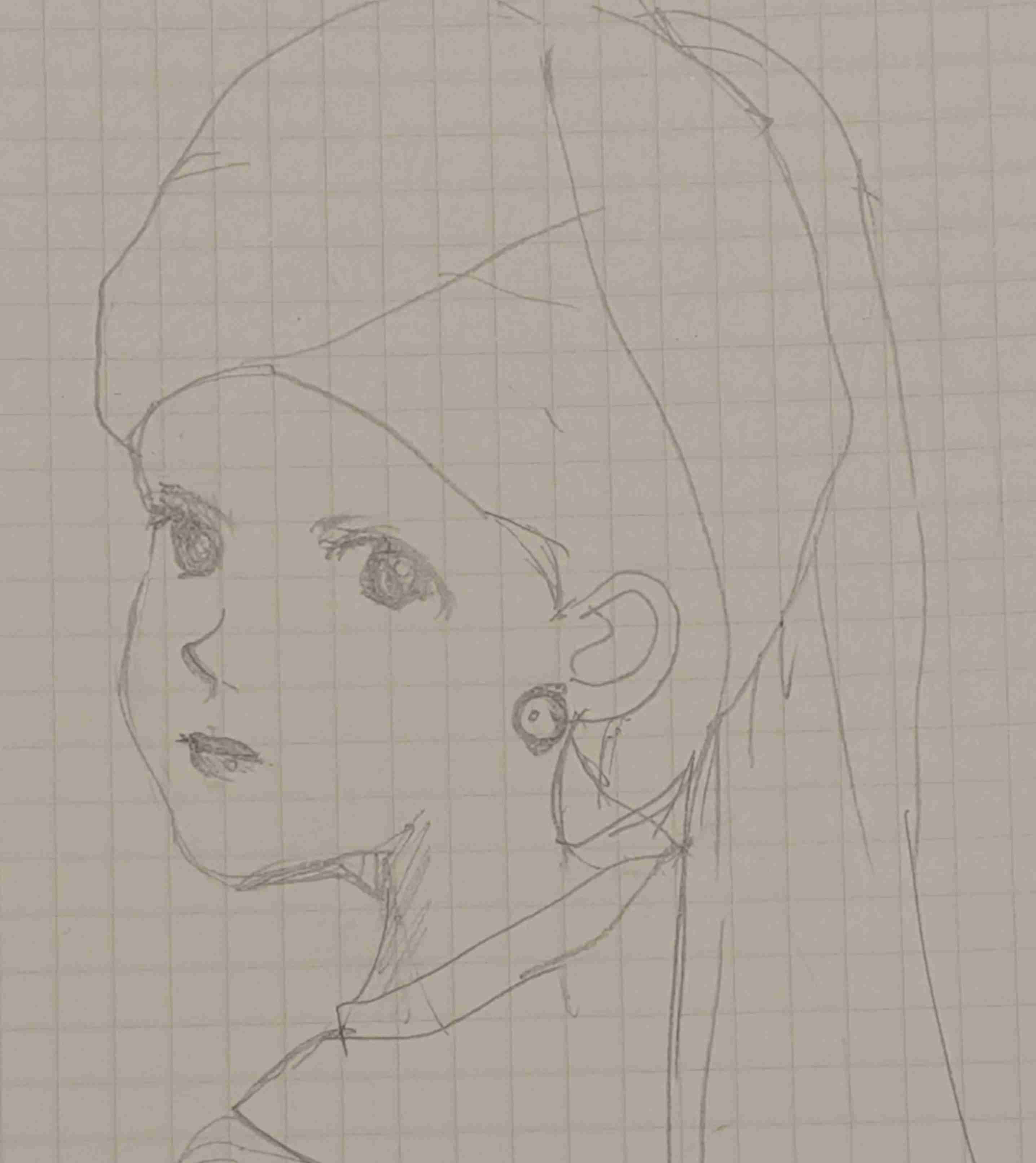 「真珠の耳飾りの少女」を何も見ないで描いてみるトピ