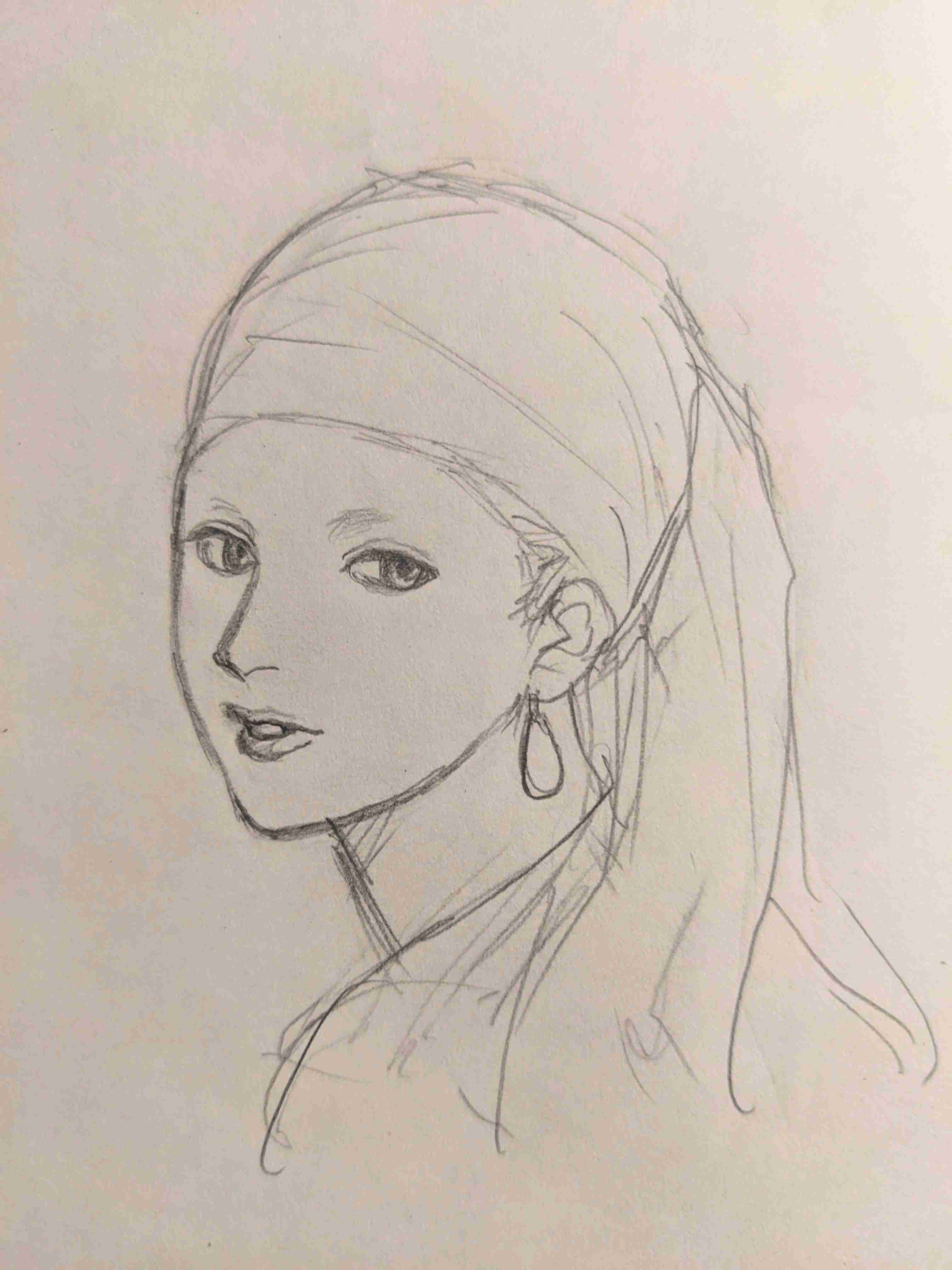 「真珠の耳飾りの少女」を何も見ないで描いてみるトピ