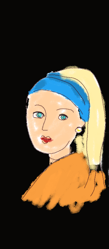 「真珠の耳飾りの少女」を何も見ないで描いてみるトピ