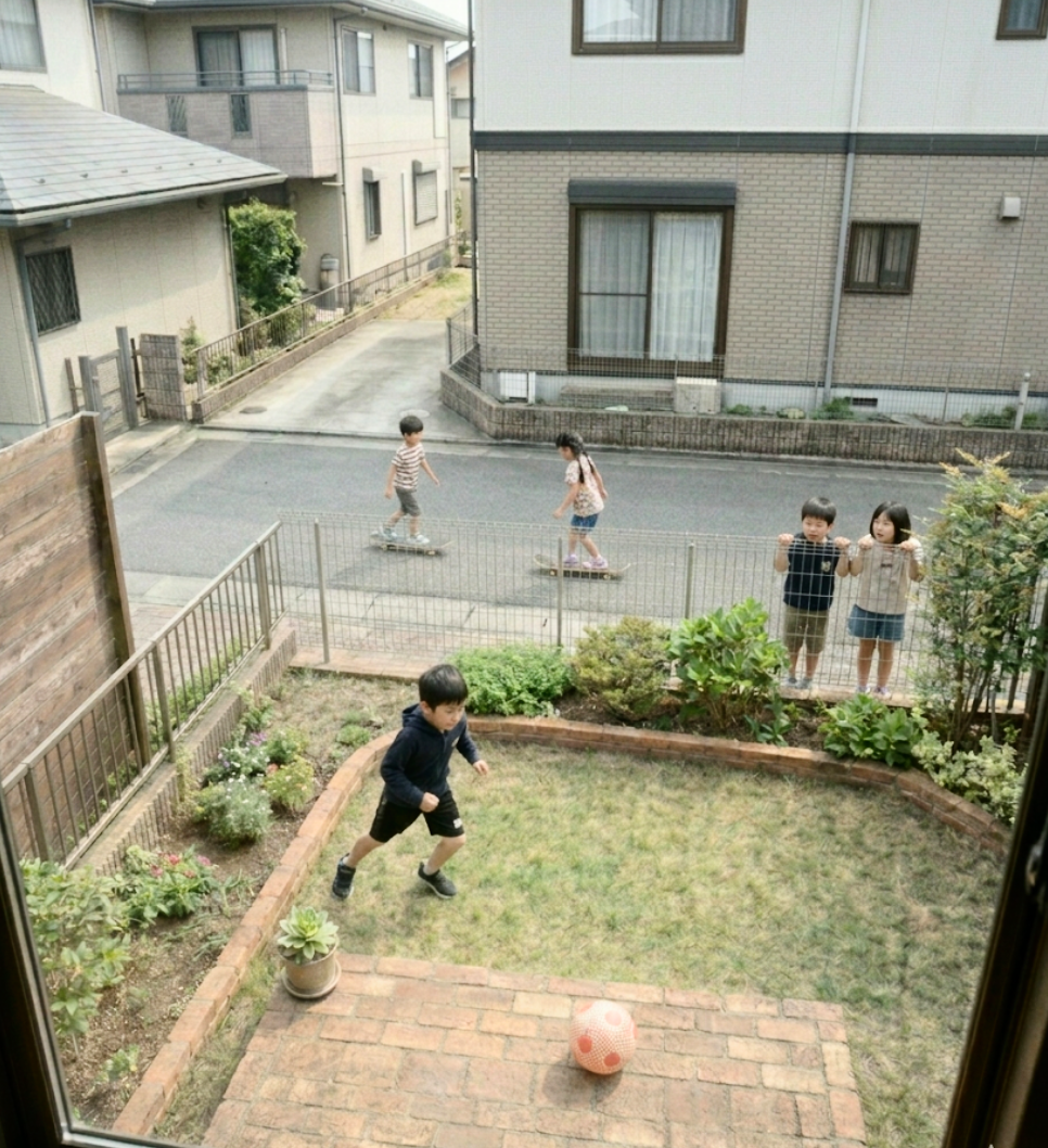 近所の子供が庭に侵入してくる
