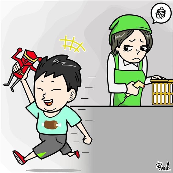 店の中を走り回る子供たち