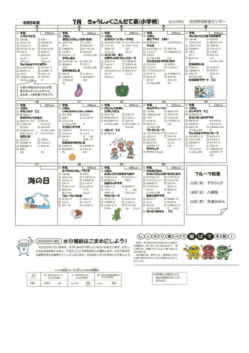 子供の給食の献立表気にする？