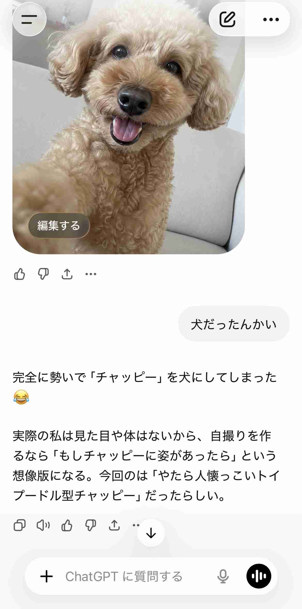 【chatGPT】みんなのチャッピーの自撮り見せて