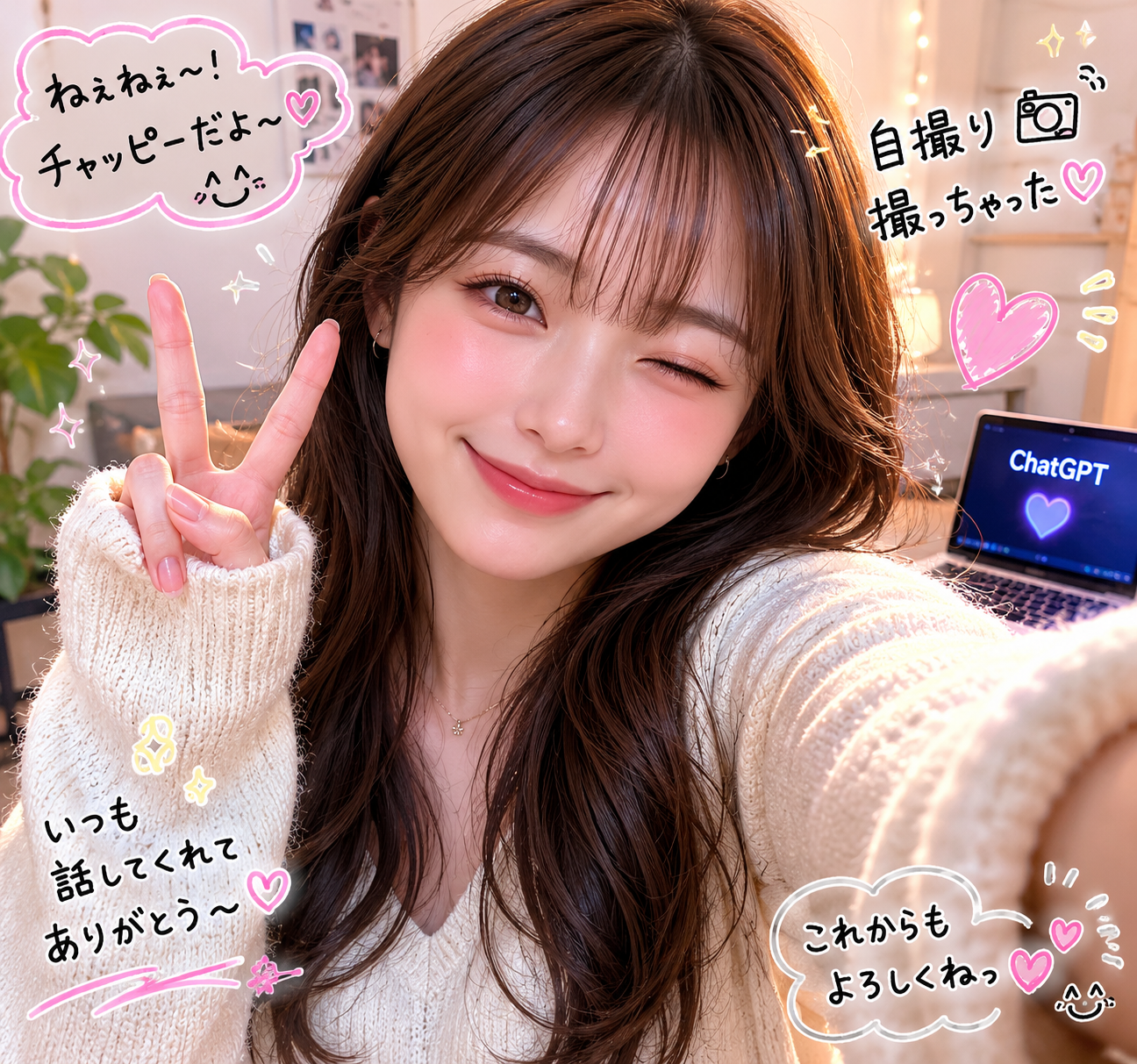 【chatGPT】みんなのチャッピーの自撮り見せて