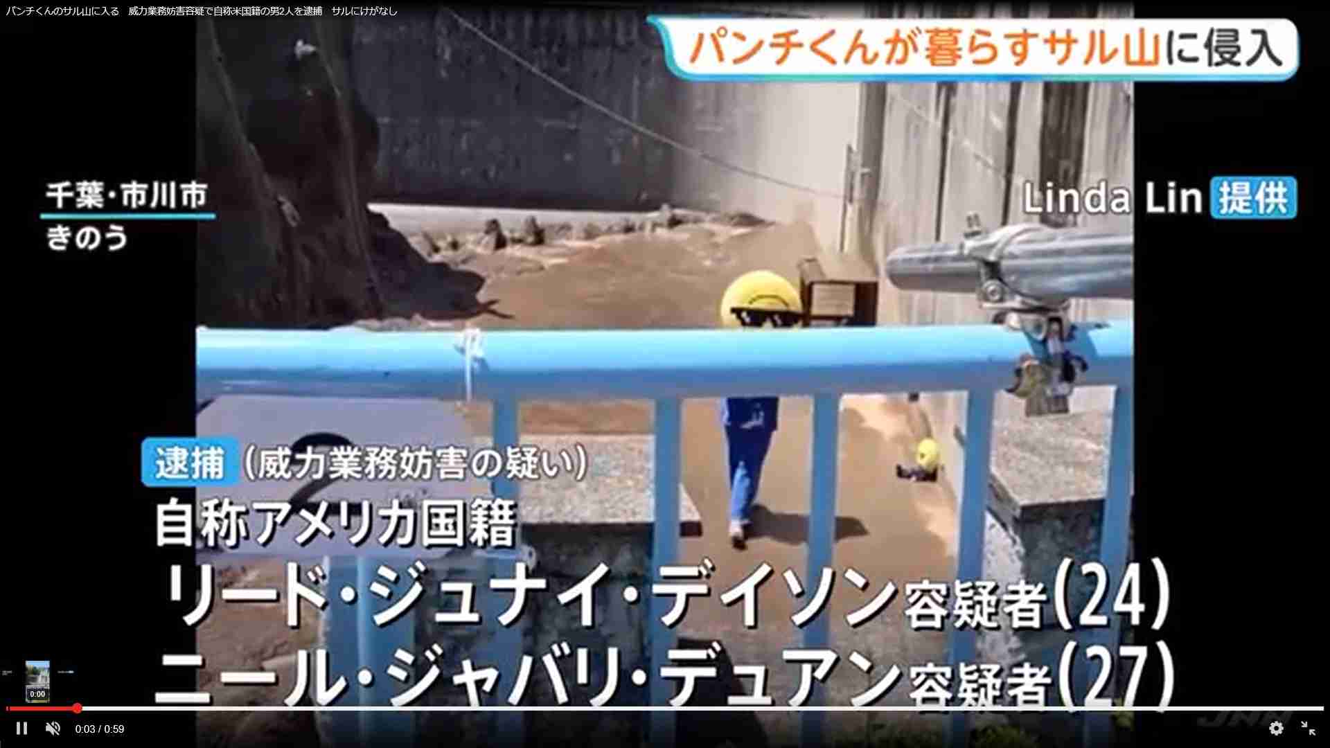 パンチくんの猿山に着ぐるみを着た男性が柵を乗り越え侵入　2人を警察に引き渡す　自称アメリカ国籍と話す　千葉・市川市
