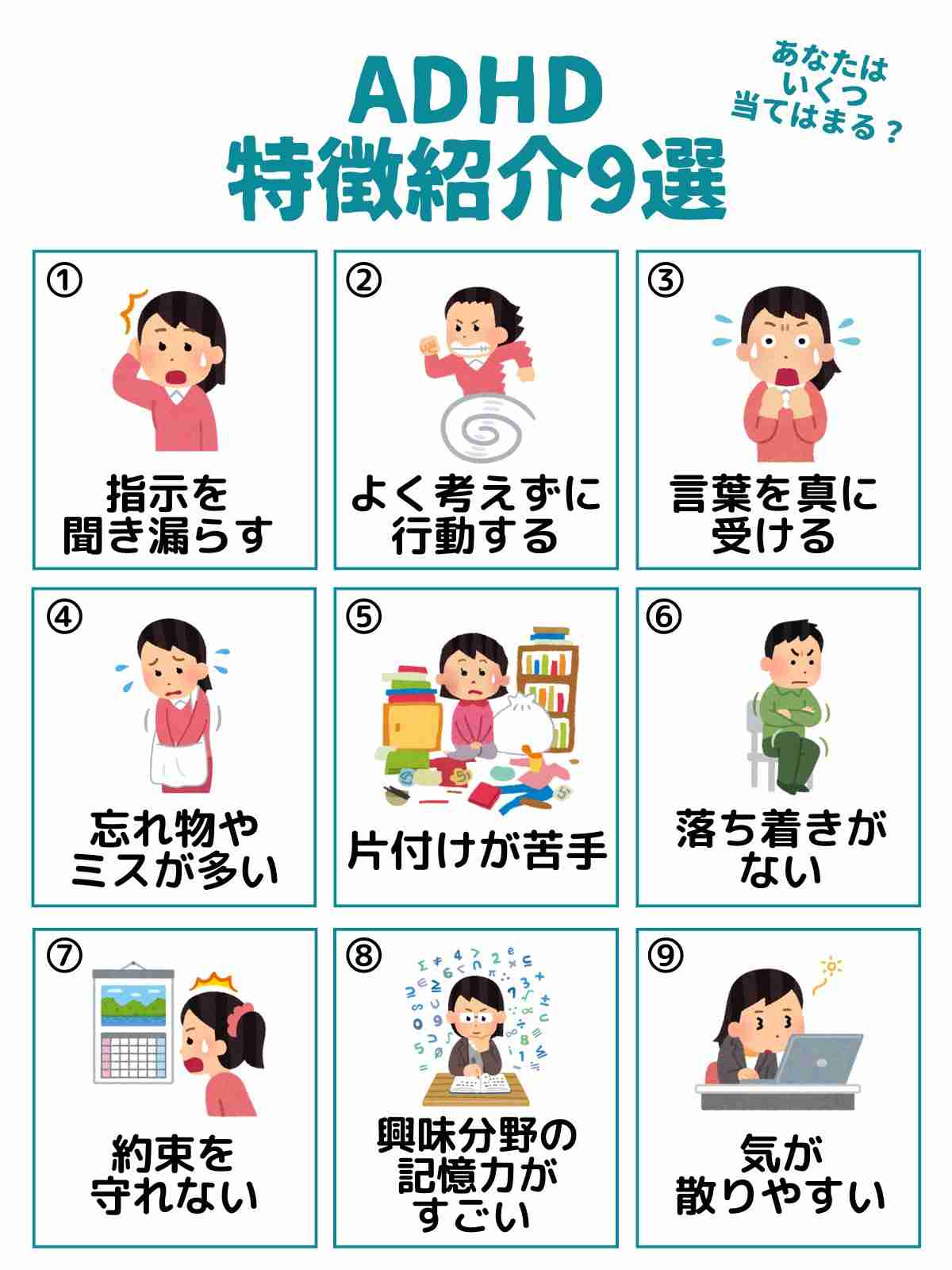 自分にあるADHDの特徴