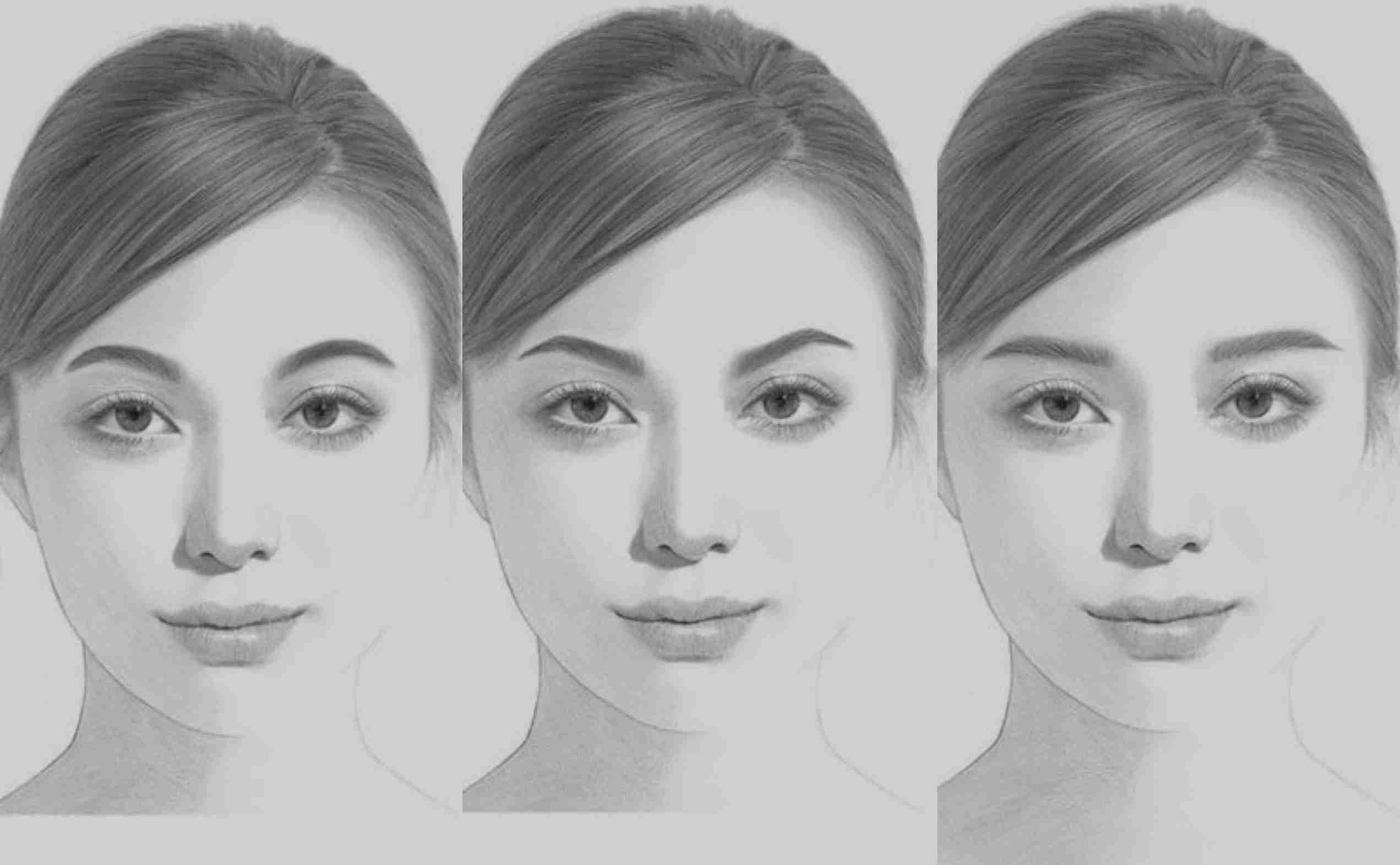眉毛3パターン比較：細眉・標準・平行眉