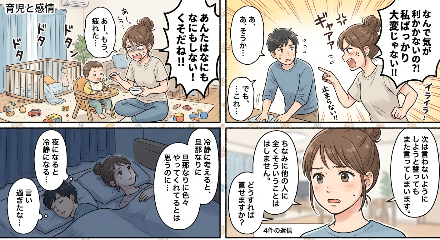 旦那に少しイラッとすると、毎回暴言が止まらなくなってしまう。どうすれば直せますか❓