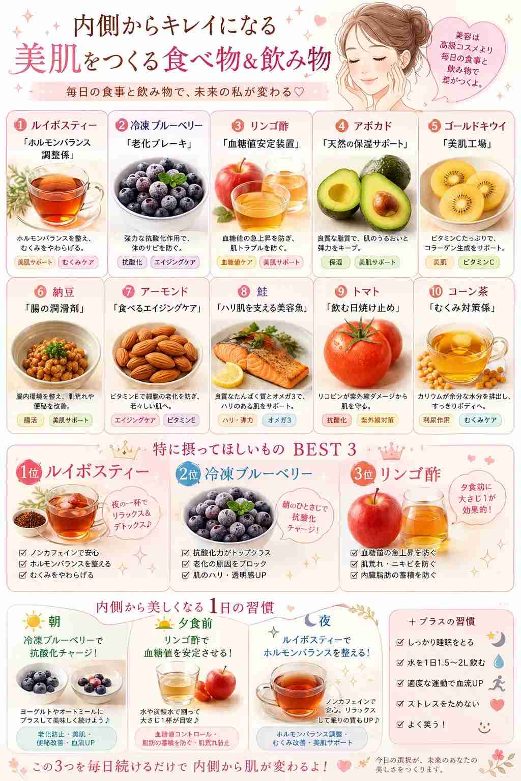老化をなるべく抑えるための食べ物飲み物など