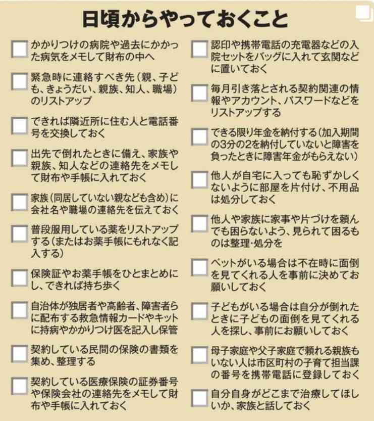 独身の緊急入院についての情報交換