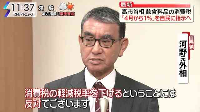 高市首相　消費税「1％に」自民党に指示