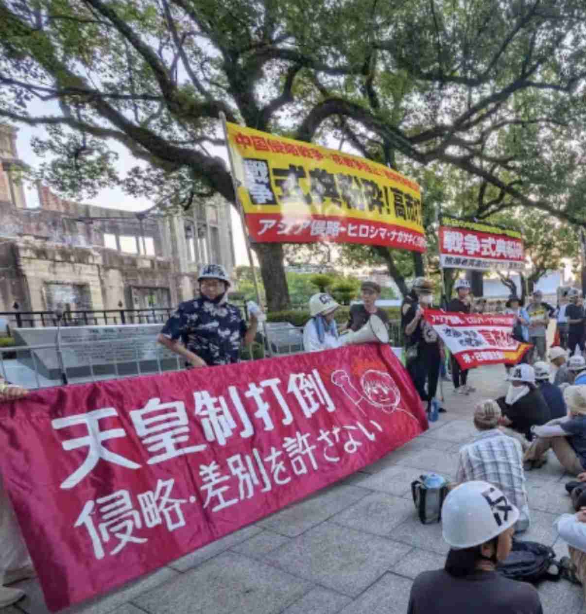 原爆ドーム前から排除の女性活動家「来年も座り込む」 中核派から分裂後、初の目立つ活動