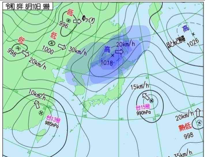 台風15号は11日に東北南部～関東に接近・上陸のおそれ　お盆休みの交通にも影響