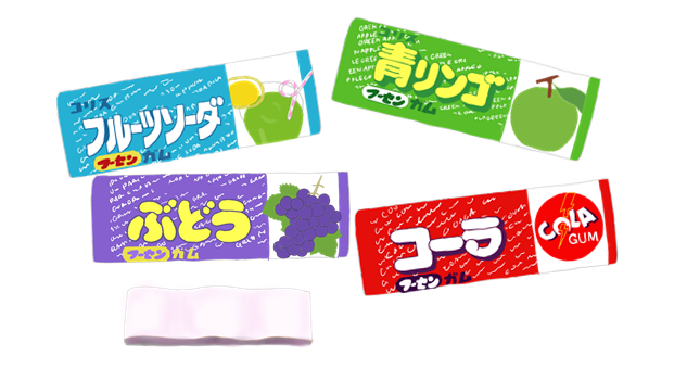 懐かしいパッケージを貼るトピ