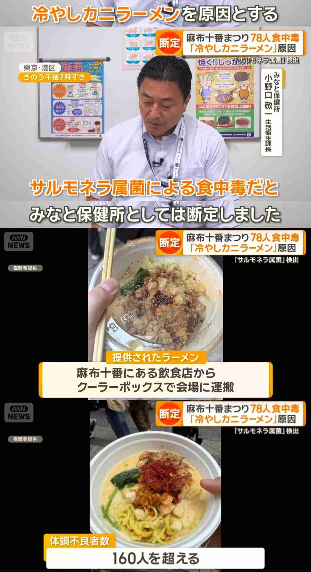 麻布十番まつりの食中毒はサルモネラ属菌と断定　「割烹こめを」に7日間の営業停止命令　こめおは謝罪