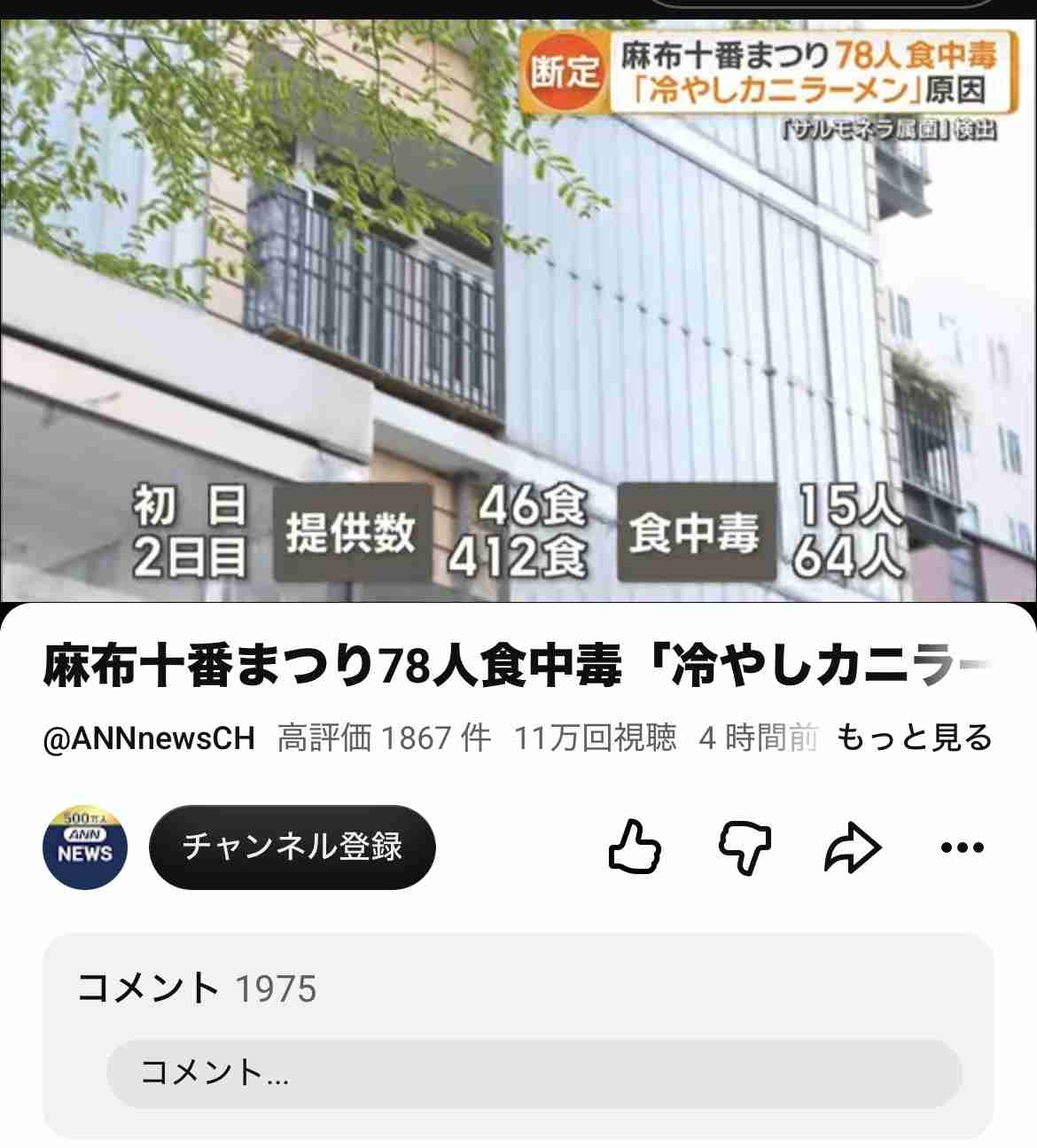 麻布十番まつりの食中毒はサルモネラ属菌と断定　「割烹こめを」に7日間の営業停止命令　こめおは謝罪