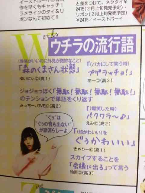 今どきの女子高生の流行語www