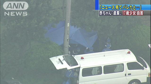 野球場に赤ちゃんの死体を遺棄した17歳少女「シャワー中に力んだら自然に生まれた。声出されると困るから首絞めた」