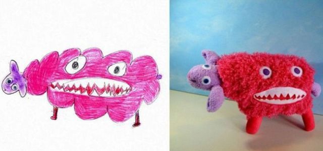 子供の落書きをぬいぐるみにするとかわいい
