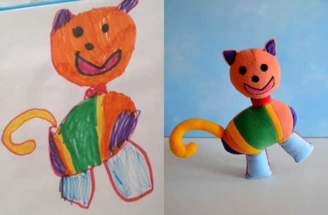 子供の落書きをぬいぐるみにするとかわいい