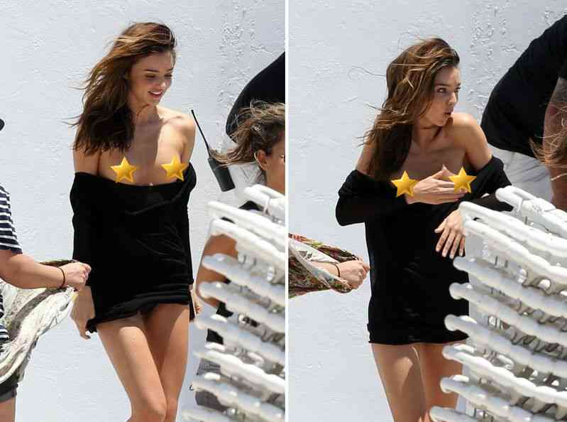 ミランダ・カーがまたもやブラなし乳首ドレスで登場　街が渋滞に!?