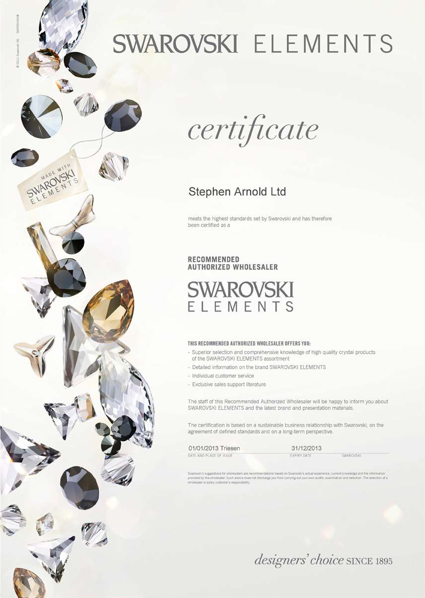 Swarovski Wholesaler Certificate