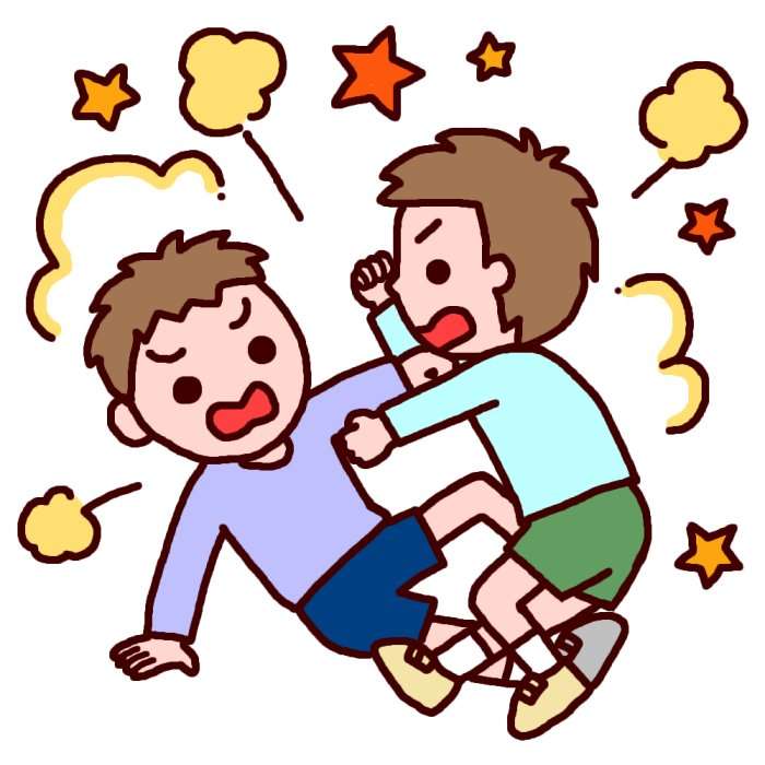 ケンカ(カラー)/男の子の無料イラスト/子ども・幼児/人物素材