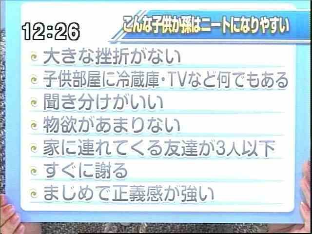 ニートになりやすい子の特徴一覧が話題に