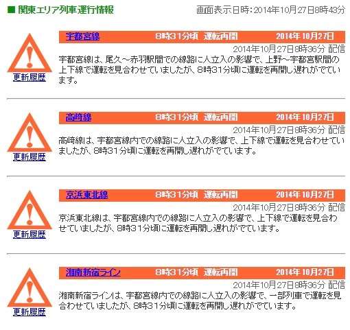 痴漢容疑の男が線路上を逃走して関東中の電車がストップ！状況を伝える珍しいアナウンスが話題に