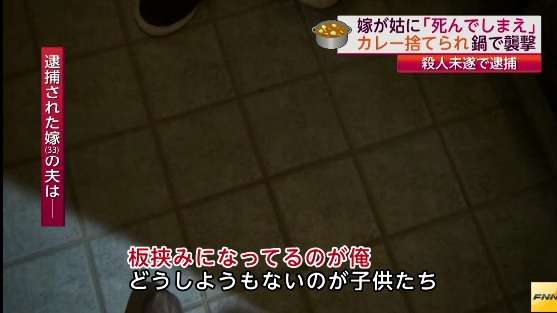 嫁が義母を殺害しようとした事件、姑「頭に来たからカレー捨てた。流しは片づけやすいでしょ」夫「板挟みになってるのが俺」原因は子供の教育方針か