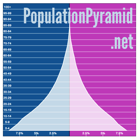 世界の人口ピラミッド（1950～2100年） &mdash; PopulationPyramid.net