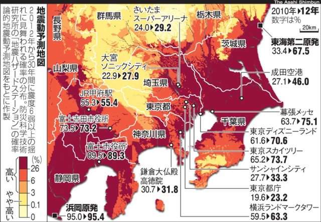 “30年以内に震度6弱以上”予測地図公表