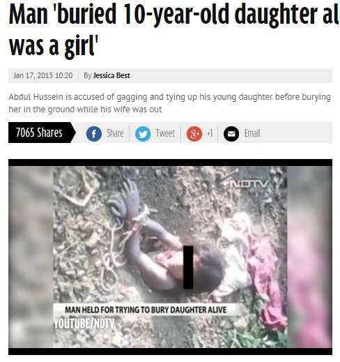 【閲覧要注意】「女の子は要らない」と10歳娘を生き埋めにした父親が逮捕。