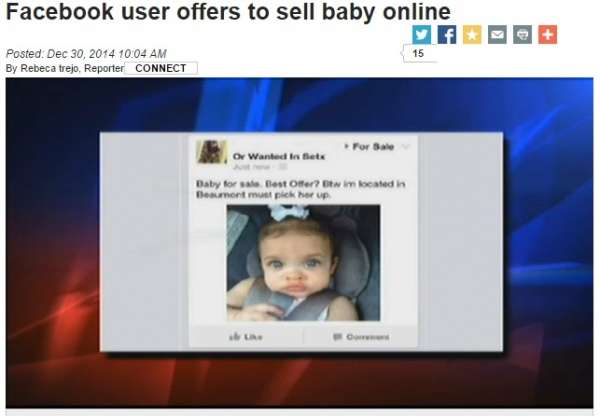 Facebookに「女の赤ちゃん売ります」の広告が掲載される。（米）