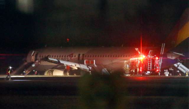 広島空港でアシアナ機事故　15人搬送　着陸時に接触