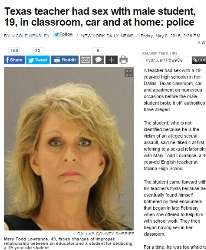 49歳女性教師の“性奴隷”にされた男子生徒、助けを求める。（米）